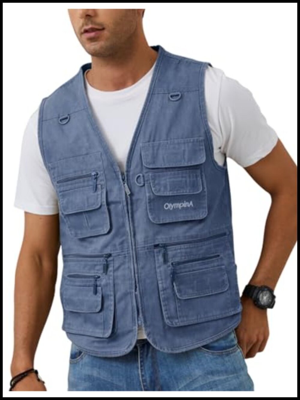 Gihuo Men's Fishing Vest Utility Safari Cargo Fly Vest with Multi Pockets